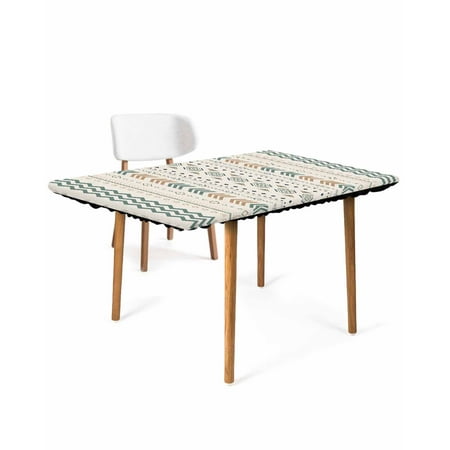 

Bohemian Elastic Fitted Tablecloth Waterproof Table Cover Wipeable Table Cloth Protector for Outdoor Indoor Picnic Party Universal Rectangle 6ft Green Brown Floral Abstract Geometric Rustic