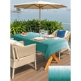 thumbnail image 5 of Outdoor Tablecloths with Umbrella Hole & Zipper, Teal Green Ombre 54x80 Inch Tablecloth Rectangle, Contemporary Gradient Abstract Art Waterproof Table Cloth, Patio/Pool/Picnic Table Covers, 5 of 8