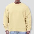 thumbnail image 2 of safuny Men's Casual Sports Activewear Loose Tops Big&Tall Outwear Solid Color Pullover Crew Neck Sweatshirts Fashion Long Sleeve Shirts Yellow XXXL, 2 of 6