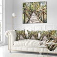 thumbnail image 2 of Designart Wooden Bridge in Forest - Wooden Sea Bridge Throw Pillow - 18x18, 2 of 4