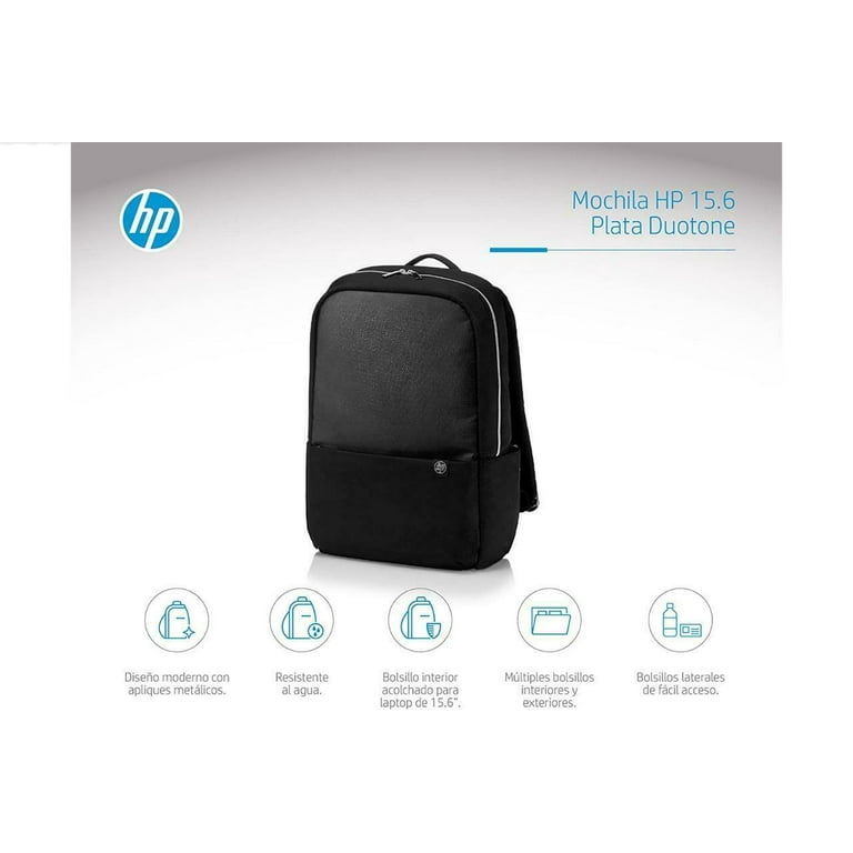 HP Duotone Black Backpack 15.6 Padded Pocket Water Resistant 4QF97AA ABL OB Walmart