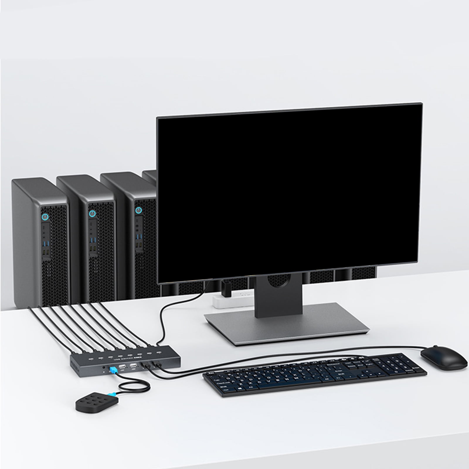 USB Printer Sharing Device, 8 in 4 Out Printer Manual Sharing Device 8Port KVM Switching Splitter Hubs Converters