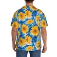thumbnail image 3 of Rateoe Blue Ocean Wave Sunflower Print Mens Front Pocket Hawaiian Shirts Casual Shirts Short Sleeve Button Down Beach Tropical Shirts-4X-Large, 3 of 5