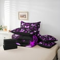 thumbnail image 6 of Manfei Girls Purple Butterfly 7-Piece Bedding Comforter Set, Romantic Animal King Bedding Sets, Kawaii Princess Style Reversible Bed Sheets, Microfiber Bedroom Decor, 6 of 8