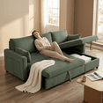 thumbnail image 3 of Leumius L Shaped Corduroy Sectional Sofa, 3 Seater Convertible Sofa Bed with Pull Out Bed & Storage Chaise, Sleeper Sofa Couch Bed for Small Living Room, Apartment, Office,Olive Drab, 3 of 13
