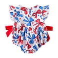 thumbnail image 6 of Kogui Baby Fourth of July Bodysuit Girl Infant Girl Romper Baby Girls Short Sleeve Bodysuit Toddler Girl Jumpsuit 0 3 6 9 12 18 24 Months (White,0-3 Months), 6 of 6