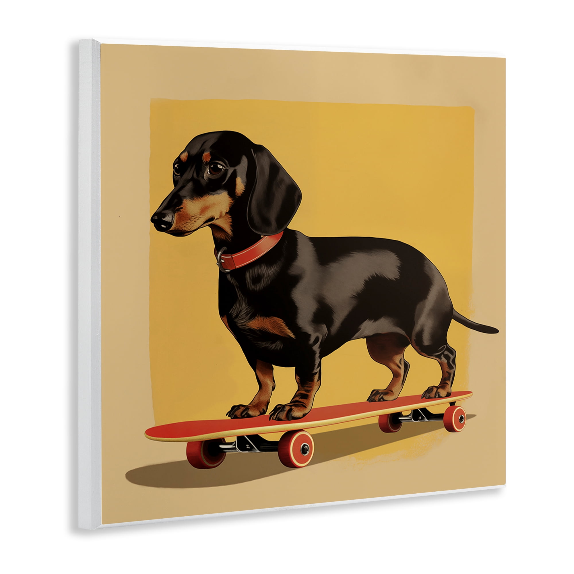 Stupell Industries Dachshund on Red Skateboard Wall Plaque Art, design by Andreas Magnusson