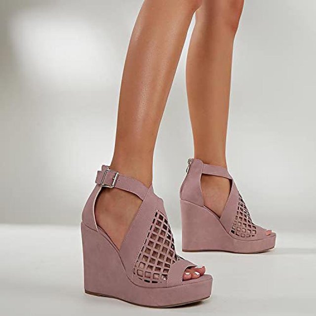 Nuevas sandalias de cuña Zapatos de mujer ahuecados con boca de pez de fondo grueso para mujer Wmkox8yii sa3536