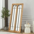 thumbnail image 2 of Full Length Mirror Wood Large Rustic Rectangular Full Body Mirror Standing the Wall, Floor Mirror for Bedroom Living Room, 69"x32", 2 of 6