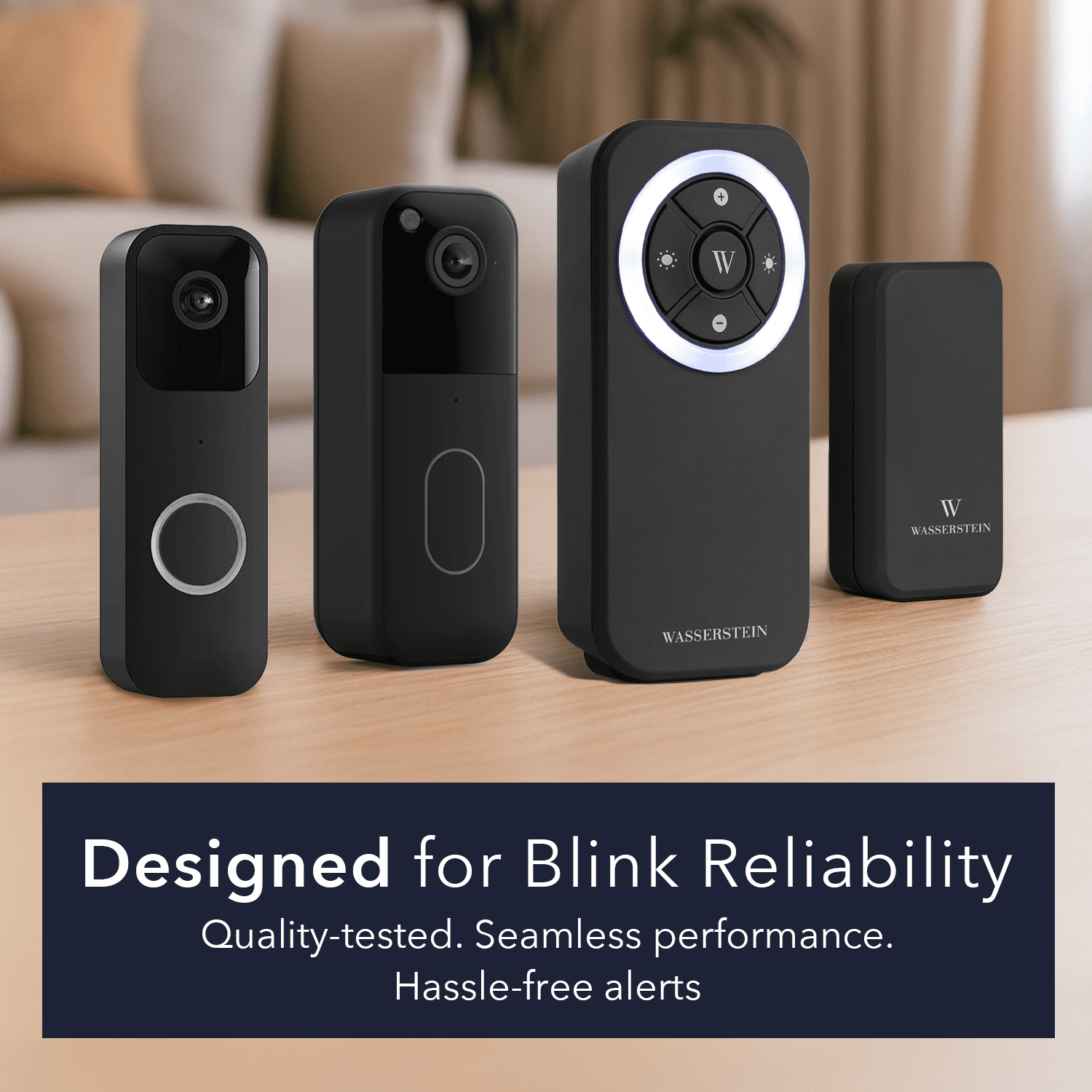 Wasserstein Doorbell Chime Compatible with Blink Video Doorbell (1st Gen & 2nd Gen) - Complete Blink Doorbell Chime Kit - Wired Transmitter with Doorbell Receiver (1-Pack, Black)