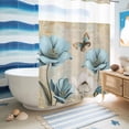thumbnail image 5 of No Hook Shower Curtain, Spring Flowers Shower Curtains for Bathroom with See Through Top Window, Vintage Rustic Tulips Floral Butterfly Khaki Waterproof & Washable Bath Curtain Extra Long 72"x84", 5 of 9