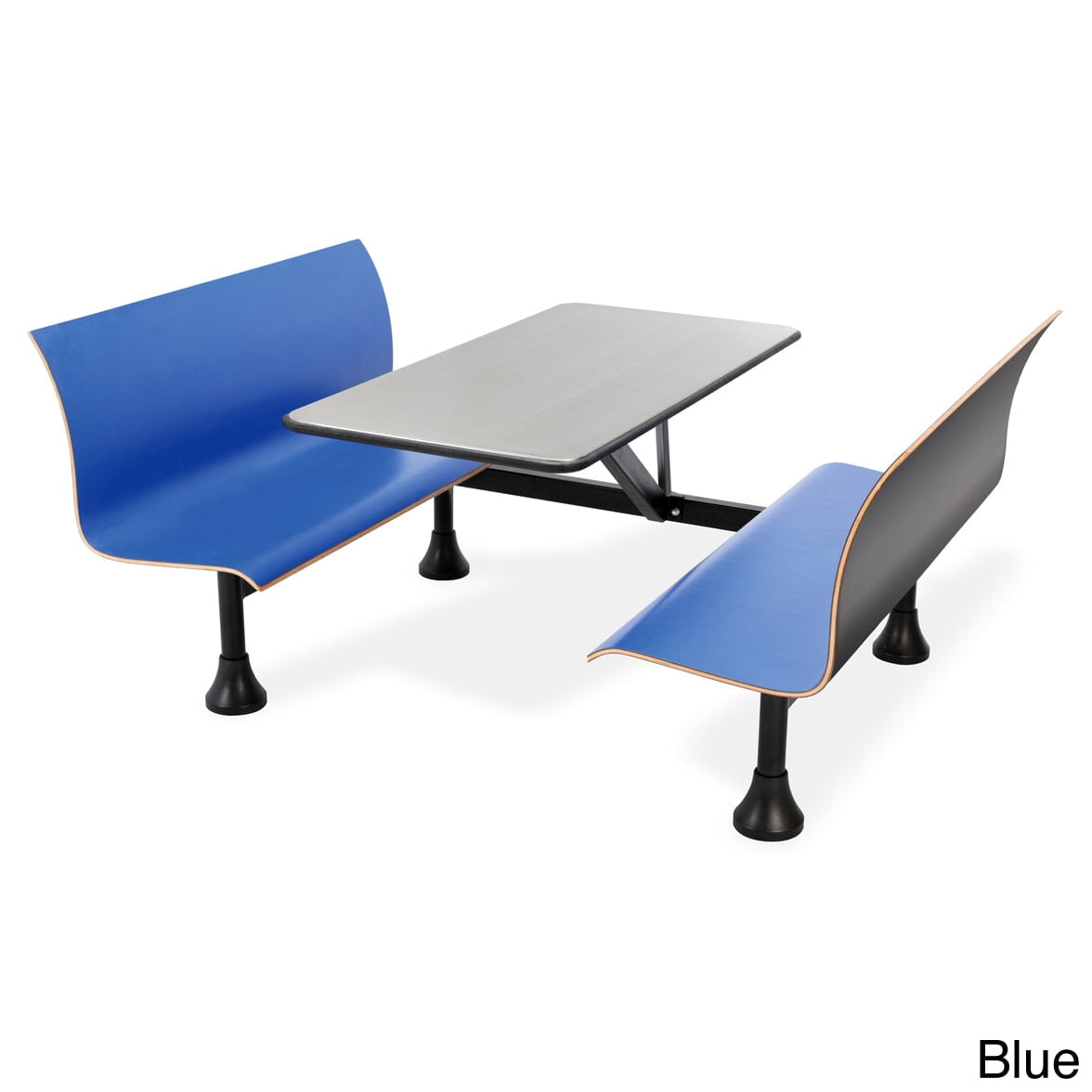 OFM Model 1006W Retro Bench Table with End Support, 24" Stainless Steel Top, Blue Seats