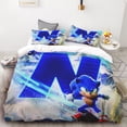thumbnail image 4 of Funda nórdica 3D exquisita caricatura Sonic papel tapiz Anime impresión digital juego de cama edredón cama suave niños jóvenes regalo, 4 of 5