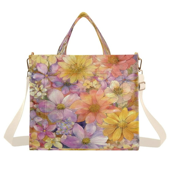 Corduroy Tote Bag for Women Shoulder Handbags Fashion Ladies Purses Satchel Messenger Bags Summer Blossoms S