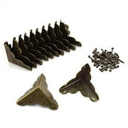 SDTC Tech 12 Pack Furniture Corner Protector 1" x 1" Antique Bronze Triangle Edge Decorative Metal Corner Guard for Storage Box Jewelry Case Cabinet Coffee Table Wooden Chest etc.
