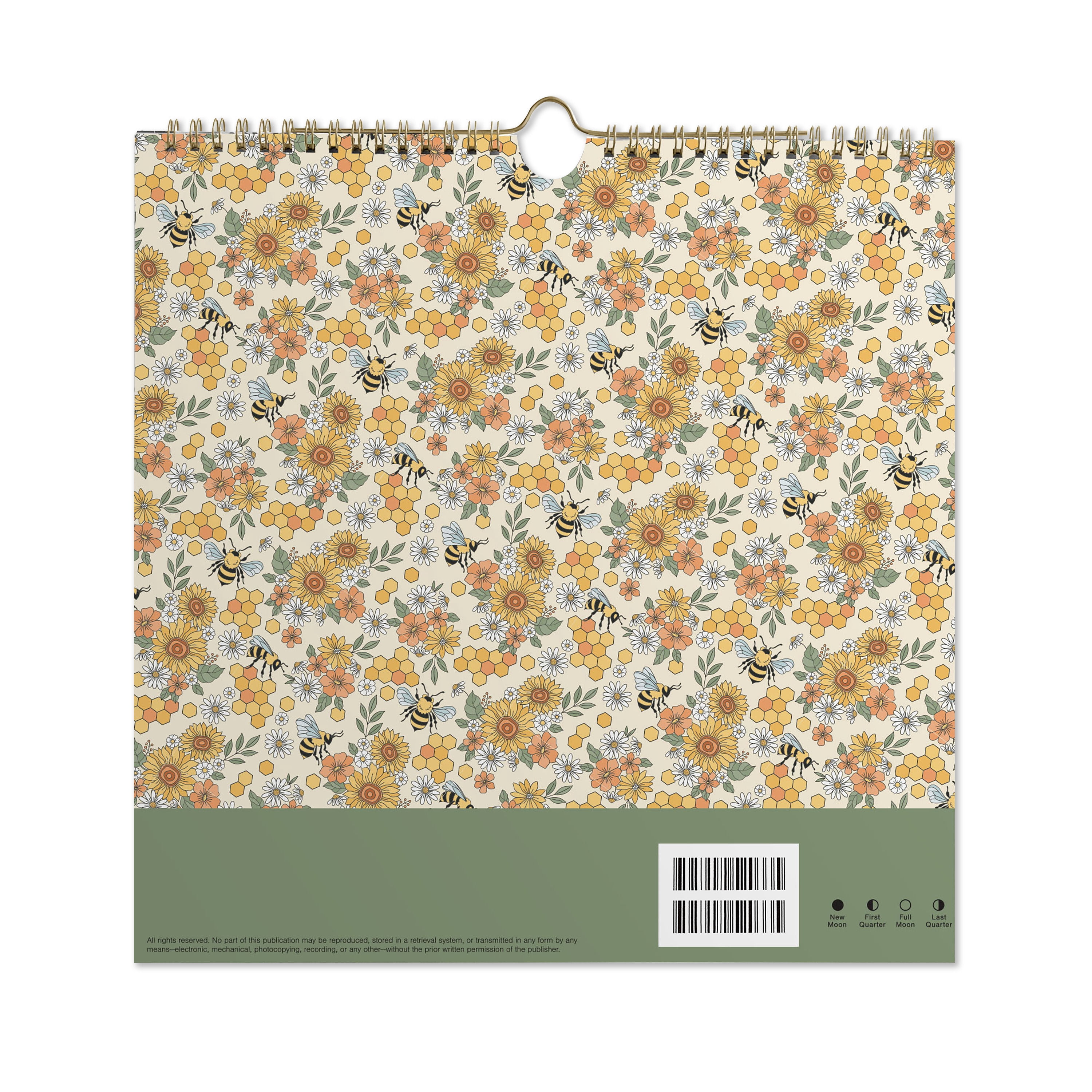 2027 Pen+Gear Spiral Bees Calendar 12x12 January-December Gridded