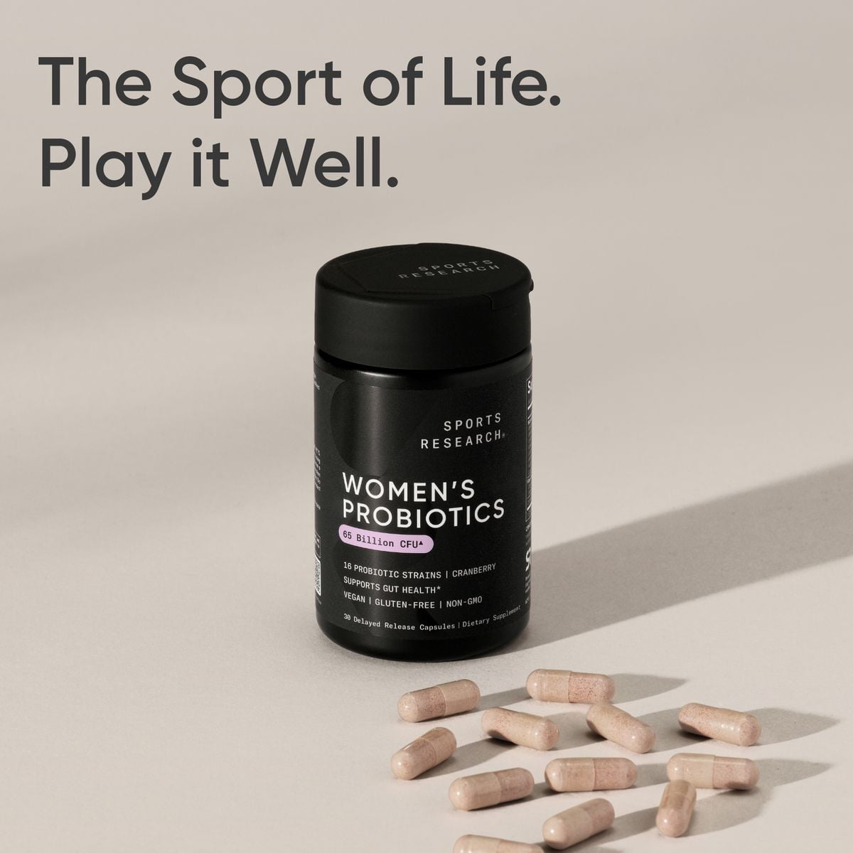 Sports Research® Women's Probiotics w/ Prebiotics 65 Billion CFU Vegan Gut Health Digestive (30 Veggie Capsules)