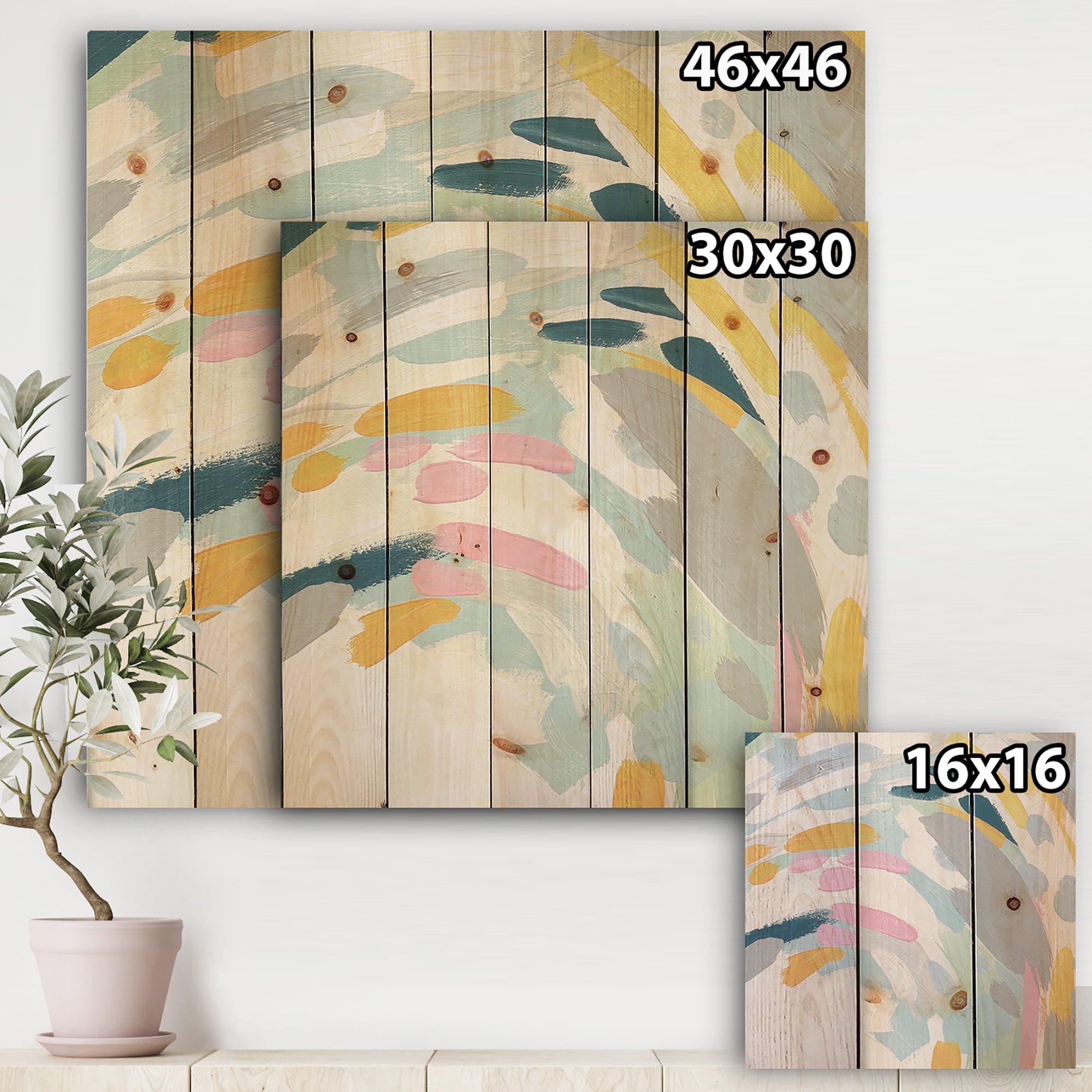 Designart 'Geometric Vortex II' Modern & Contemporary Print on Natural Pine Wood