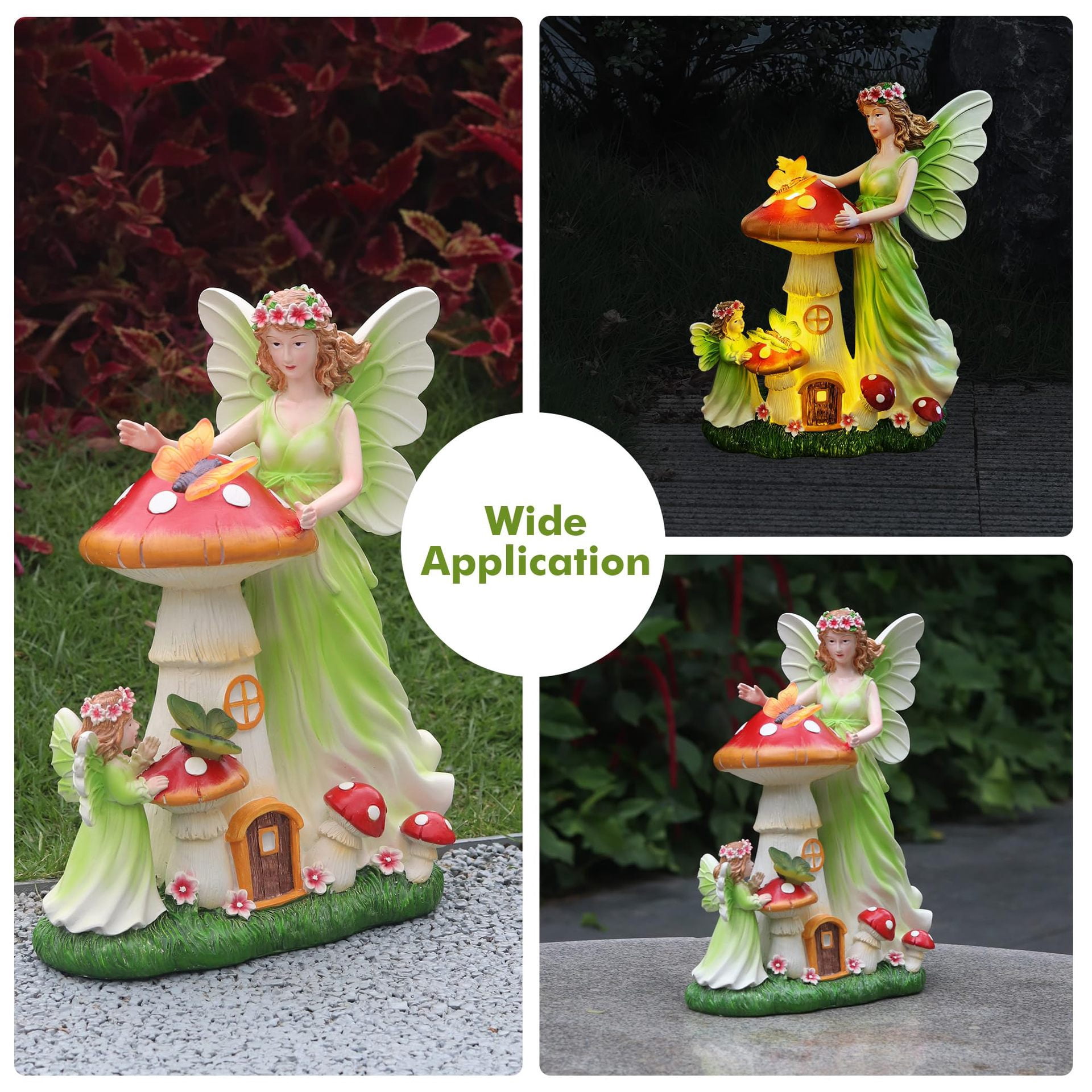 Garden Statue Outdoor Solar Fairy Statue 12.2" Tall Statues for Yard Art Lawn Ornaments Porch Patio Balcony Home House - Birthday Gifts for Grandma Mom Women
