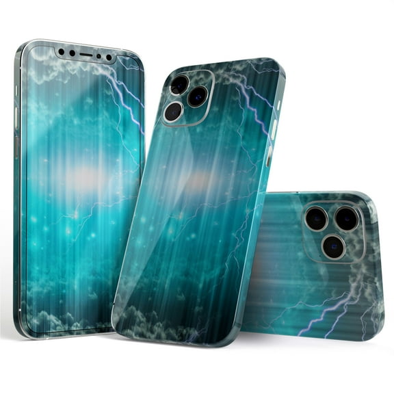 DesignSkinz Teal Twilight Zone with Strikes of Lightening Full-Body Skin Decal Wrap Cover for iPhone 16