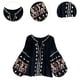 thumbnail image 5 of Blusa bordada para mujer, camisa informal de manga larga a la moda para verano y calle. Negro, 5 of 7