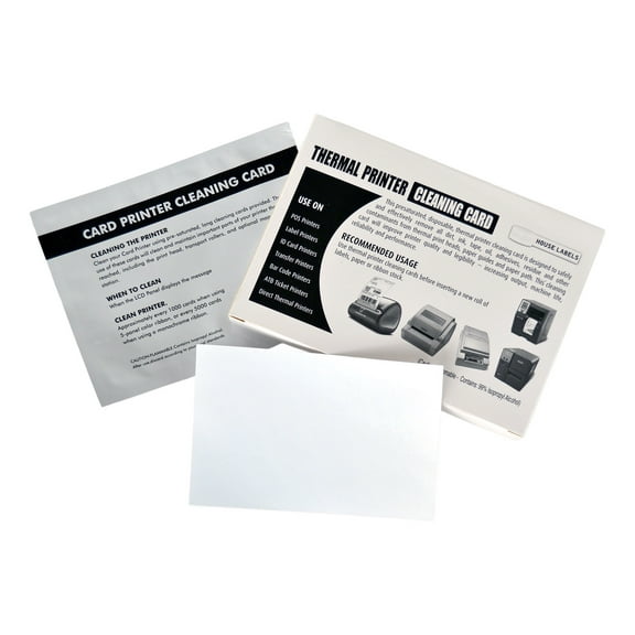 HouseLabels 4" x 6" Thermal Printer Cleaning Cards for Printheads Compatible with DYMO, BROTHER, ZEBRA and Other Thermal Printers, 1 Box of 25 Cleaning Cards each