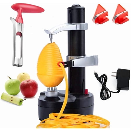 Electric Potato Peeler Automatic Potato Peeler Machine, Electric Peeler Fruits and Vegetables, Apple Peeling Machine for Kitchen [1 Adapter 2 Extra Blades] with Apple Corer