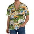 thumbnail image 7 of Lsque Construction Machinery1 print Men's Cuban Collar Short Sleeve Shirt Summer Beachwear Casual Button Down Fashionable Vacation Leisure Shirt-Small, 7 of 7