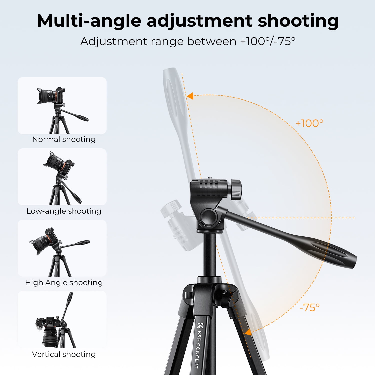 K&F CONCEPT 60" Ultra Lightweight Photography Camera Smartphone Tripod Stand with Remote, Cellphone Holder, 360° Panorama, Cold Shoe Interface, Portable Travel Tripods for iphone/phone