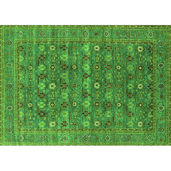 Ahgly Company Indoor Rectangle Oriental Green Industrial Area Rugs, 4' x 6'