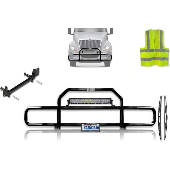 Kozak for International LT625 Automotive Brush & Grille Guard for Semi Truck, Black