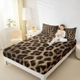 thumbnail image 4 of Homewish Fashion Leopard Print Twin Sheet Sets for Men, Cheetah Animal Twin Fitted Sheet, Chic Brown Polkadots Flat Sheet, Super Cozy Room Decor, 3-Piece, 4 of 7
