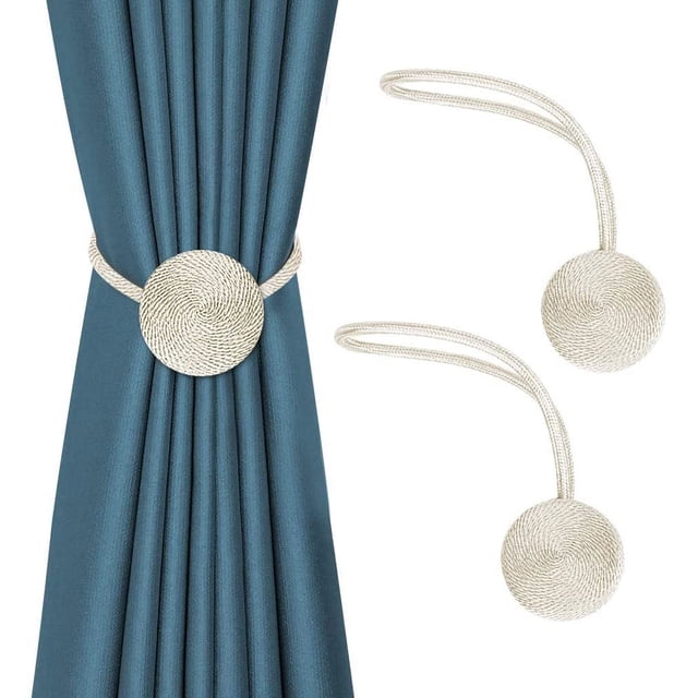 Juego de 2 alzapaños magnéticos para cortinas decorativas, cuerda de soporte moderna para cortinas finas o transparentes (beige)