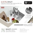 thumbnail image 3 of Stylish Undermount 15" Stainless Steel Single Bowl Kitchen Sink with Grid & Strainer S-317G, 3 of 11