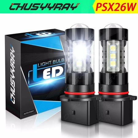 PSX26W LED Fog Light Bulbs for Toyota Highlander 2011-2013 6500K Crystal White Super Bright 2Pcs