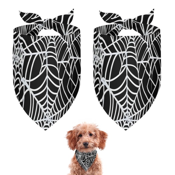 Dog Bandana 2 Pack,Halloween White Spider Web Pattern Bandanas for Dogs,Cat Bandana,Small/ Large Dog Bandana 2 Size,Dog Bandanas Girl Boy