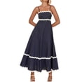 thumbnail image 2 of Yunliwuli Women Cami Dress Ric Rac Sleeveless Spaghetti Strap Dress Summer Casual Backless Long Dress, 2 of 7