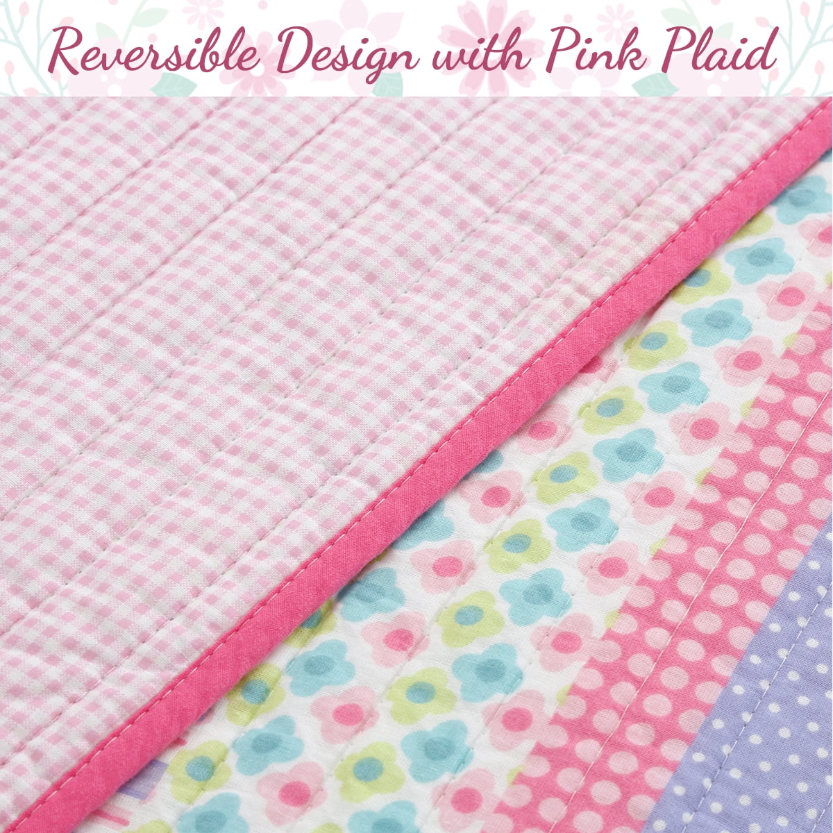 Cozy Line Home Fashions Blossom Pink Flower Butterfly Floral Girl Twin 2 Piece Quilt Bedding Set