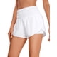 thumbnail image 1 of Shorts CRZ YOGA 2 en 1 para correr con abertura lateral, tiro alto, blanco, talla L, 1 of 4