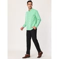 thumbnail image 4 of Camisas de vestir de manga larga con botones y rayas verticales para hombre Verde blanco S Unique Bargains Camisa, 4 of 6