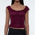 thumbnail image 4 of Womens Y2K Ruched Square Neck Crop Top Wide Straps Sleeveless Cami Vintage Inspired Layered Tiered Design for Summer 2025 Casual Outfits, 4 of 6