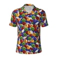 thumbnail image 2 of Daiia Bowling Colorful Pattern Men’s Polo Shirts,Solid Deck Shirt,Classic Fit, Breathable Cotton Polo for Casual and Sport Wear-Medium, 2 of 7