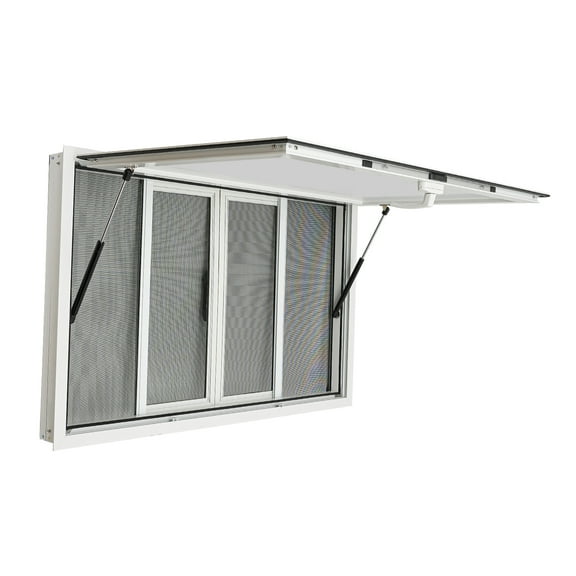 High-Quality Concession Window with Awning, Weather-Resistant Aluminum Alloy, 4 Mosquito-Proof Screens, Easy Operation with Pneumatic Rods, Durable and Easy to Clean, Perfect for Business Use