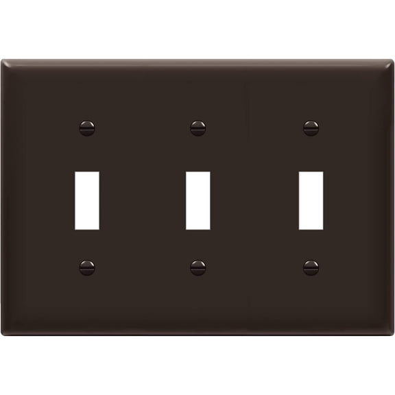 ENERLITES Triple Light Wall, Toggle Switch Plate, Gloss Finish, 3-Gang Standard Size 4.50" x 6.38", Unbreakable Polycarbonate Thermoplastic, UL Listed, 8813-BR, Brown
