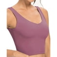 thumbnail image 5 of YODETEY Womens Plus Size Bras,Fashion Leeveless Vest Ladies Chest Pad Movement Short Tank Tops/Purple L, 5 of 6
