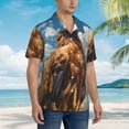 thumbnail image 3 of Pofeuu Blue Sky White Cloud Eagle Print Hawaiian Shirt for Men Sleeves Casual Button Down Summer Beach Dress Shirts T-Shirts,Large, 3 of 7