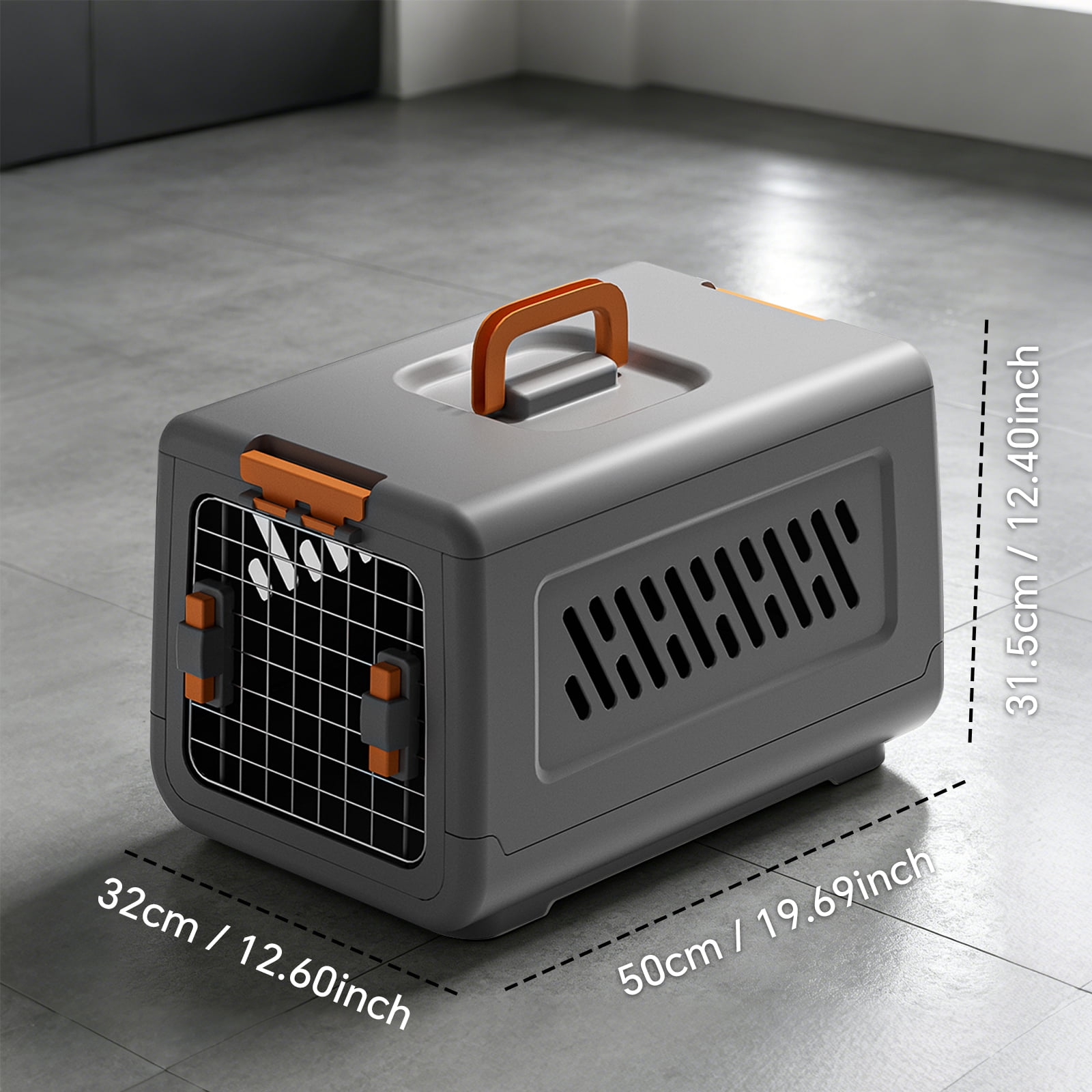 Airline Box Style Enclosed Cat Litter Box, 50×32×31.5" Large Cat Toilet with Top Handle, Anti-Splash Odor Control, Ventilated Detachable Plastic Litter Pan for Indoor Cats