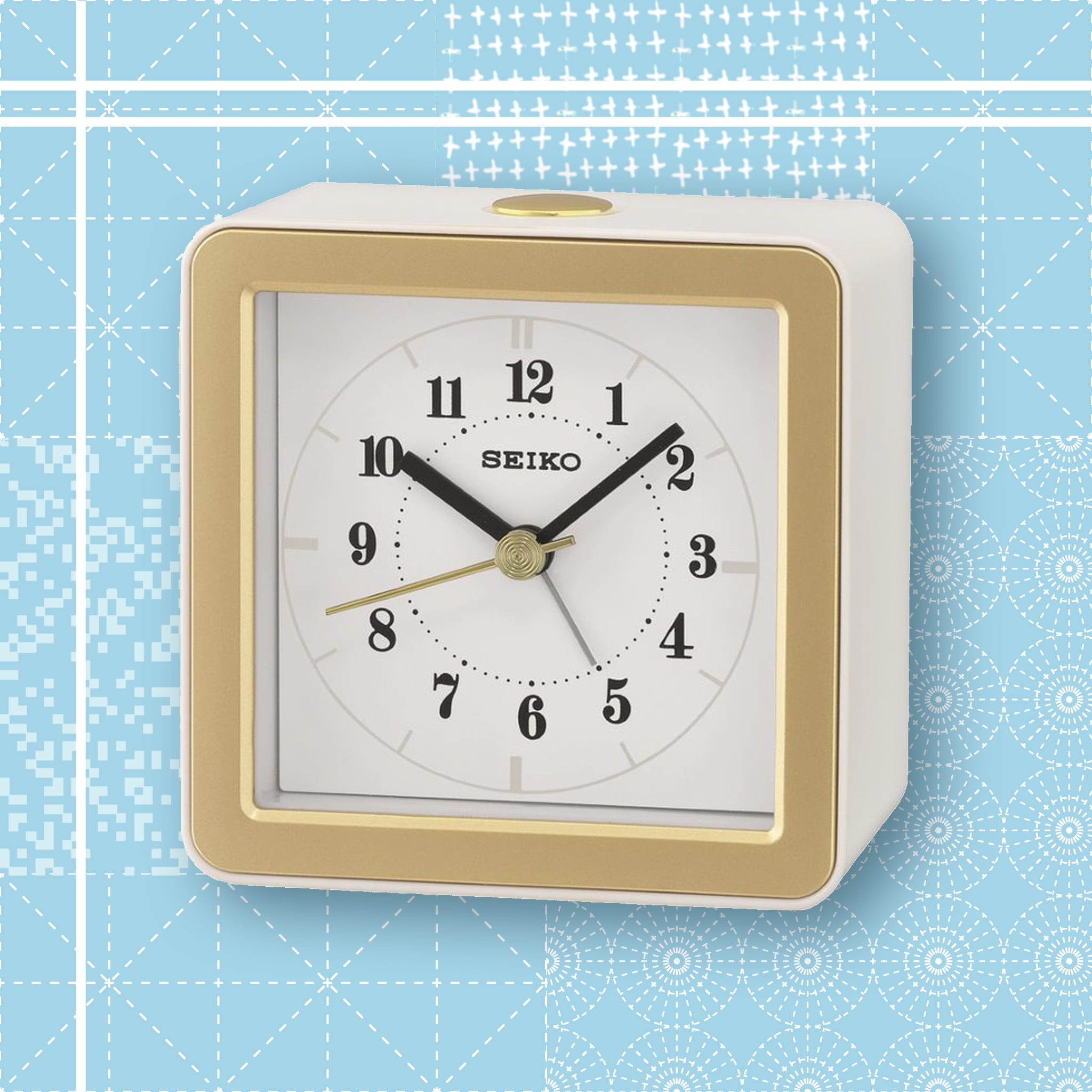 Seiko Gatsby Bedside Alarm Clock, White, Quartz, Analog, QHE082WLH