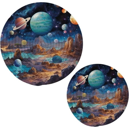 

Tangkunup Planets and Stars Trivets Pot Holders Set of 2 Decoration Potholders for Kitchens Pure Cotton Thread Weave Trivets Hot Pads for Kitchens Coasters Placemats Spoon Rest for Cooking