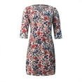 thumbnail image 3 of SMihono Robe d'Été Grande Taille pour Femmes 2023 Mode Robe Longue Décontractée à Manches Mi-Longues Col en V Imprimée, 3 of 5